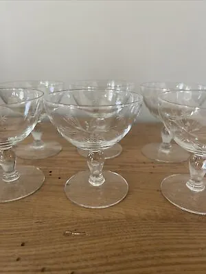 (6) Atomic Starburst Star Dust Pattern Crystal Coupe Champagne Glasses • $45