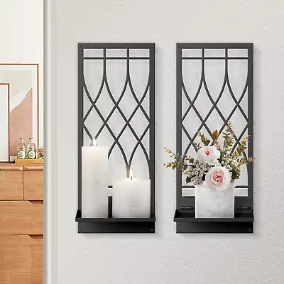 Wall Candle Holder Black Metal Wall Art Line Wall Candle Holder For Living Roo • £56.88