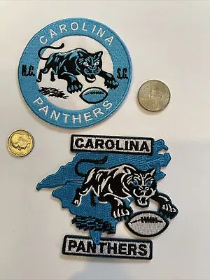 2 Carolina Panthers Vintage Embroidered Iron  On Logo Patch  Lot 3x3  & 3.5 X 3 • $10.99