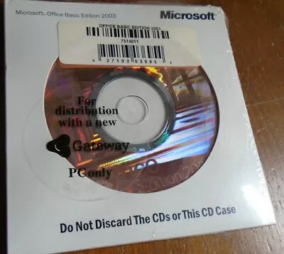 NEW Gateway Microsoft Office Basic Edition 2003 CD Disc W/ Product Key  • $16.99