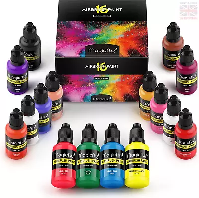 Magicfly Acrylic Airbrush Paint 16 Colours/30ml Model Paint Ready To Spray For • £23.60