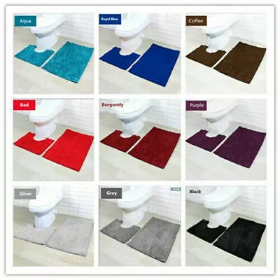 100% Chenille Shaggy Bath Mat Set 2pcs Soft Non-slip Rug Washable AU SHIP Fast • $19.99