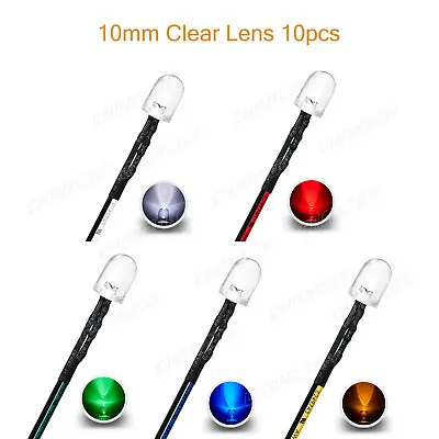 20PCS 9-12 V 3mm 5mm Pre Wired LED Lights Emitting Diode Kit White Red Green RGB • £7.80