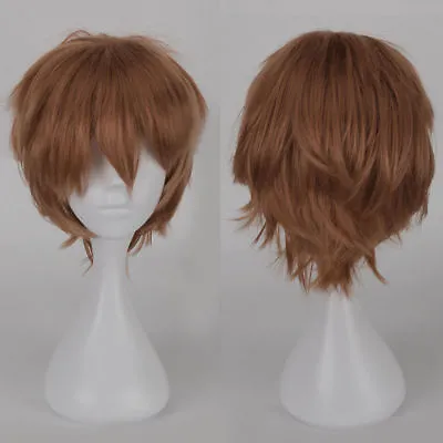 Male Boys Mens Straight Short Hair Full Wig 100% Cool Cosplay Party Anime Wigs @ • £14.74