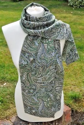 Scarf In Liberty Varuna Wool Green Blue Brown Cream Black Paisley Style • £24.99