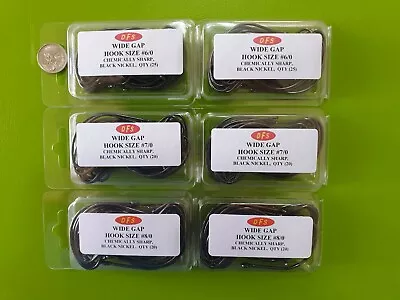 130 DFS 6/07/08/0 WIDE GAP 2X STRONG FISHING HOOK Chem Sharp Black Nickel • $20.41