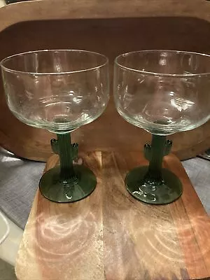 Libbey Green Saguaro Cactus Margarita Cocktail Glass 16 Oz Set Of 2 Glasses • $12