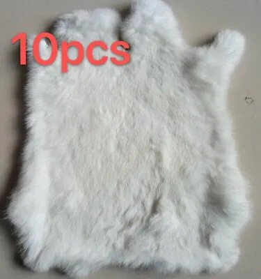 10PCS Real Naturally Soft Rabbit Fur Pelt Skin Tanned Leather Hide DIY White • $65.54