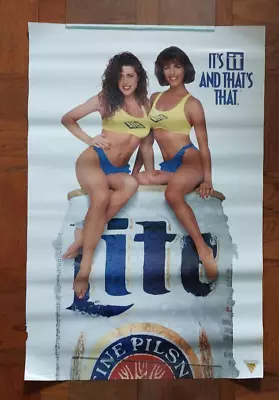 1990s Lite Beer Vintage Poster Miller Brewing Co  It's It..  22x33 Bikini Girls • $12.50