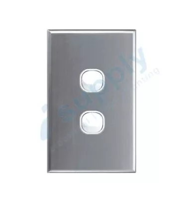 DEXTON 2 Gang Light Switch Slim Range Stainless Steel Cover DXWS2/SC • $15.49