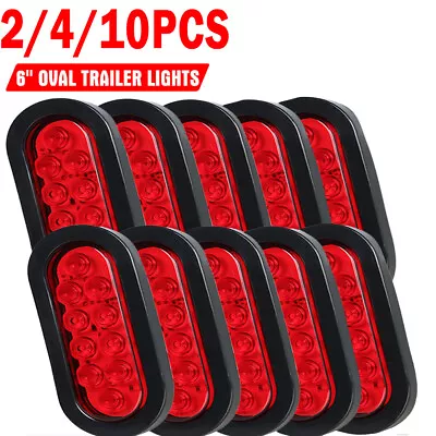 2-10PCS 6  Oval Trailer Lights 10 LED Stop Turn Tail Truck Sealed Grommet Plug • $14.75