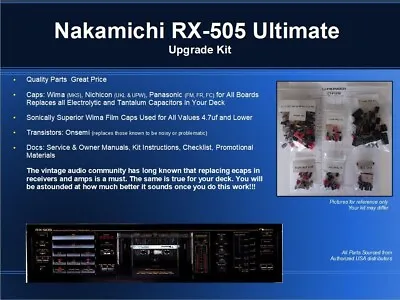 $89.95 • Buy Nakamichi RX-505 Cassette Deck Ultimate Restoration Kit - Wima, OnSemi, Nichicon