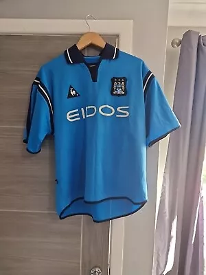 Rare Manchester City Le Coq Sportif  Shirt Medium  Vintage 2001/2002 • £44.99