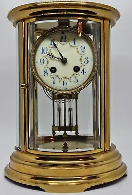 1889 MARTI French Victorian Rounded Brass & Glass Crystal Regulator Clock FRANCE • $599.99