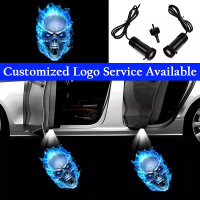 2x Blue Flaming Skeleton Skull Logo Car Door LED Lights Ghost Shadow Projector • $17.66