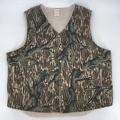 Vtg Lapco Vest Mens Size 2XL Mossy Oak Camouflage Sherpa Lined Fleece Hunting • $64.99