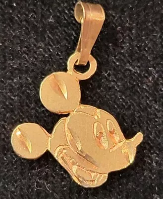 Vintage 14K Yellow Gold Etched Charm Pendant Mickey Mouse • $99.99