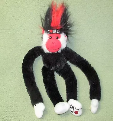 I LOVE NEW YORK FUZZHEAD HANGING MONKEY RED MOHAWK BLACK APE 18  W/STICKY HANDS • $15