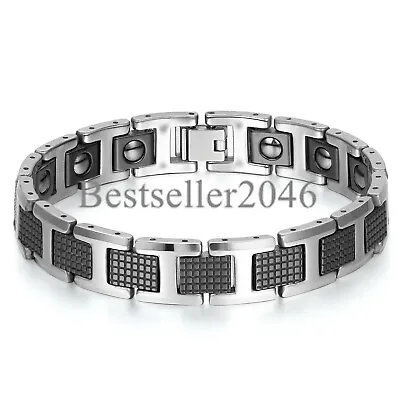 Mens Tungsten Carbide Link Magnetic Therapy Bracelet Health Chain Bangle 8  • $18.99