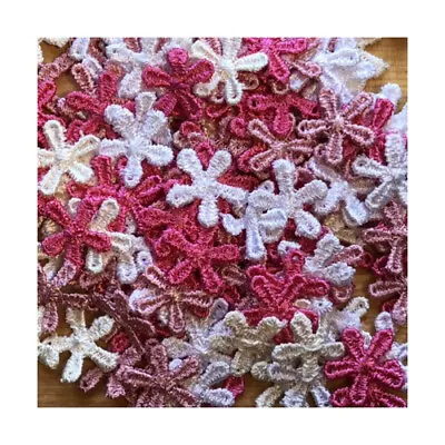 TINY PINK/WHITE/CREAM 15 Mm Guipure Lace Daisy Motifs Sew On Flower Appliques • £3.15