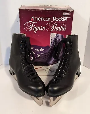 Vintage American Rocket Insulated Figure Ice Skates Mens Black Size 7 Style 554 • $45