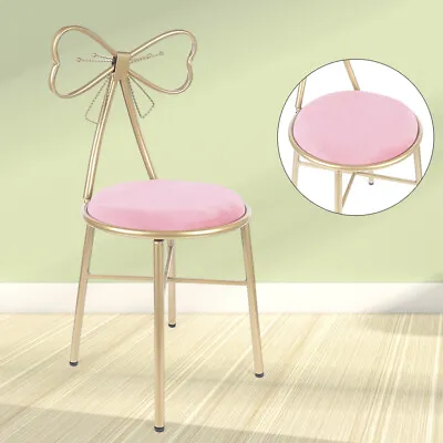 Vanity Makeup Stool Chair Pink Velvet Bedroom Soft Padding Stool Seat W/Backrest • $49