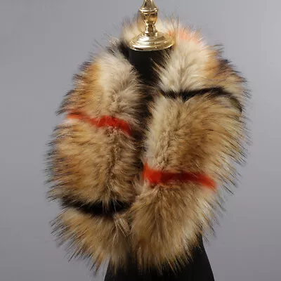 Fur Collar Scarf Trim For Coat Down Faux Fox Jacket Hood Scarf Shawl Wrap Winter • £10.88