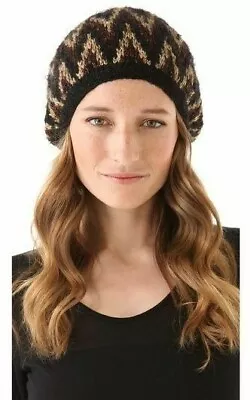 Eugenia Kim Women Sienna Knit Beret Hat Mohair Metallic Blackgold USA Circum19   • $65