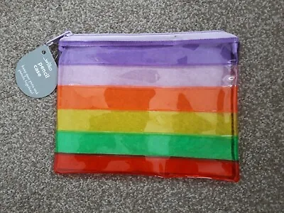 New RAINBOW PENCIL CASE Zip Colour Stationery/School/Makeup/Cosmetic Bag • £2.95