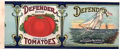 Vintage 1930's Tin Can Label - DEFENDER Brand - Tomatoes - Trappe MD  - UNUSED • $3.99