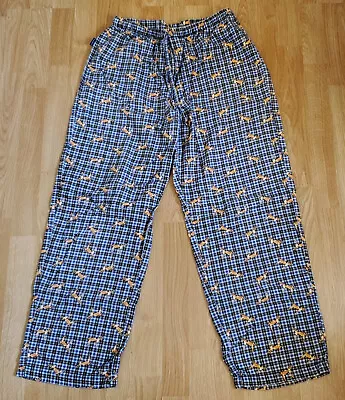 Old Navy Dogs Print Blue Yellow Plaid PJ Pajama Pants Bottoms -  Size MEDIUM • $11