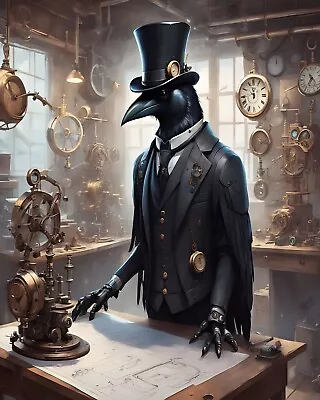 Steampunk Clockwork Crow Art Print Wall Hanging Picture Photo Photograph • $6.99
