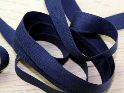 Prym 15mm Strong Cotton Herringbone Tape Navy Blue - Per Metre • £1.19