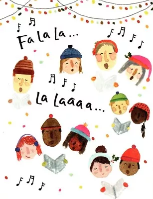 Merry Christmas Fa La La Choir Carol Caroling Music Greeting Cards - Set Of 4 • $7.99