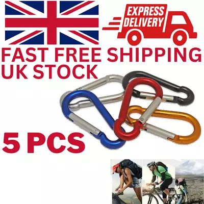 5X Heavy Duty Carabiner Clip Hook D-Ring Screw Lock Outdoor Rock Buckle • £3.79