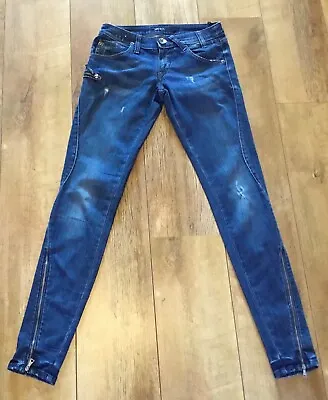 £24 • Buy Vintage,Y2K, Miss Sixty,zip Leg,side Pocket Skinny Jeans/leggings ~size  24/6-8