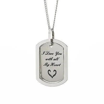 I Love You With All My Heart Dog Tag Pendant Necklace Gifts For Men & Women • $24.95