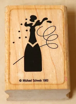 Michael Schwab Graphistamp Rubber Stamp 1983 Champagne Bottle • $6.48