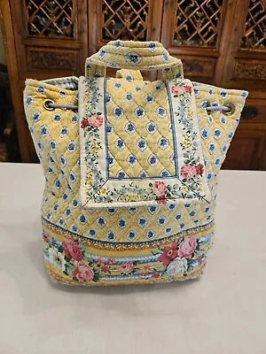 Vera Bradley Yellow Painted Floral Drawstring Tote / Backpack Retired • $10