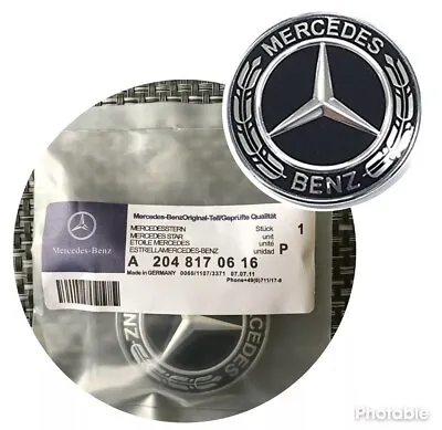 Mercedes-Benz Black Wreath Flat Bonnet Badge Emblem A2228170415 NEW 57mm • £9.50
