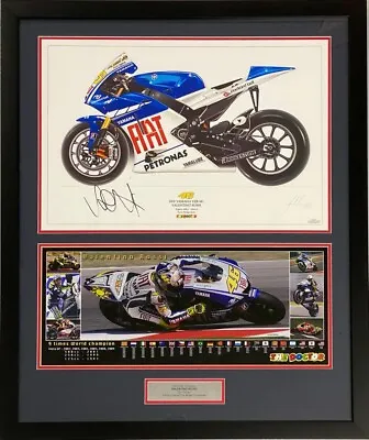 VALENTINO ROSSI Signed Print 2009 Yamaha YZR M1 #1/250 MotoGP Framed COA • £257.77