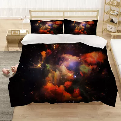 3D Space Starry Nebula Galaxy Doona Duvet Quilt Cover Pillowcase Bedding Set #3 • $83.68