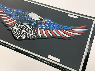 Harley Davidson American Flag Patriotic Eagle Embossed License Plate Tag • $13.76