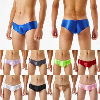 Mens Satin Underwear Mid-waist Hip Lift Body Shaping Sisy Briefs Glossy Bottoms❉ • $5.93