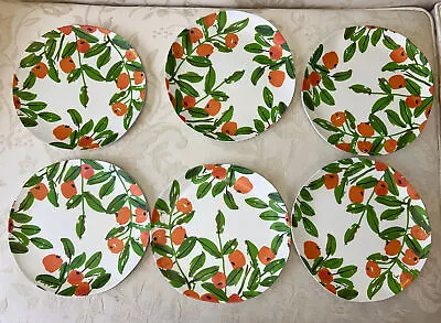 Vera For Anthropologie Side Dessert Plates 8  Set Of 6 Bamboo Euc Clementine • $44