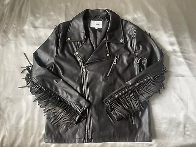 Men's Jacket Fringe Moto Black PU Size M • $10