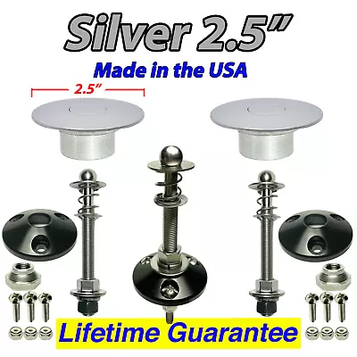 New 2.5  Silver Pair Quick Latch Hood Pins Hood Push Button Latches Mustang USA • $249.90