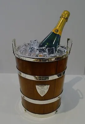 Grand Antique English Oak & Silver Plate Champagne Bucket / Wine Cooler • $1515.54