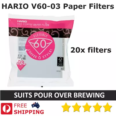  20x HARIO V60 (1-6) V60-03 White Paper Filters Coffee Dripper Pour Cone Brewing • $7.95