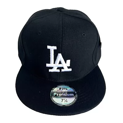 Mens LA Dodgers Baseball Cap Fitted Hat Multi Size Black With White Logo NEW • $14.95